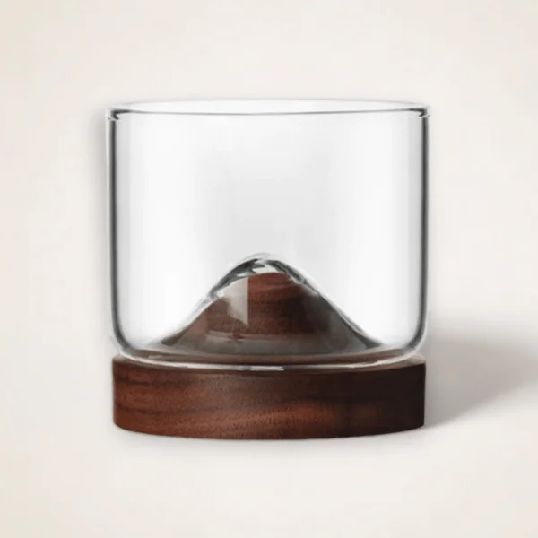 verre à whisky japonais avec socle rafraichissant en noyer